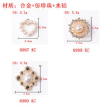 50pcs Pearl Heart Charm Rhinestone Flower Plate DIY Jewelry Shoes Accessories