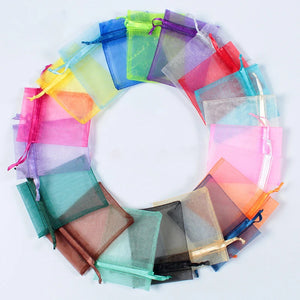 50pcs Organza Christmas Gift Bags Drawstring Jewelry Wedding Party Candy Bags