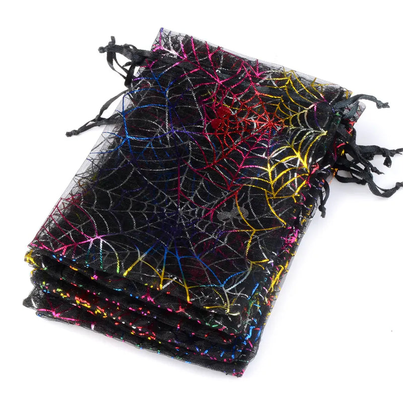 50pcs Halloween Candy Bag Spider Web Jute Burlap Party Gift Candy Bag