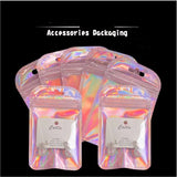 50pcs Pink Iridescent Laser Zipper Pouch Holographic Aluminum Foil Zip Lock Bags