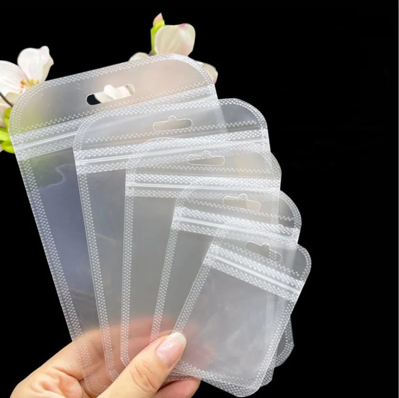 50pcs Pink Iridescent Laser Zipper Pouch Holographic Aluminum Foil Zip Lock Bags