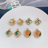 50pcs Floating Locket Charms Plum Orchid Bamboo Chrysanthemum Alloy Drop Oil