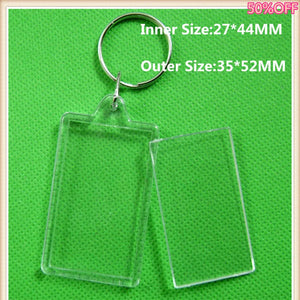 50pcs Rectangular Transparent Blank Insert Photo Picture Frame Key Ring Split