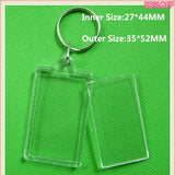 50pcs Rectangular Transparent Blank Insert Photo Picture Frame Key Ring Split