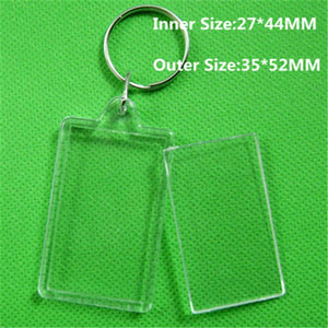 50pcs Rectangular Transparent Blank Insert Photo Picture Frame Key Ring Split