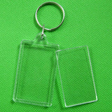 50pcs Rectangular Transparent Blank Insert Photo Picture Frame Key Ring Split