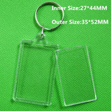 50pcs Rectangular Transparent Blank Insert Photo Picture Frame Key Ring Split