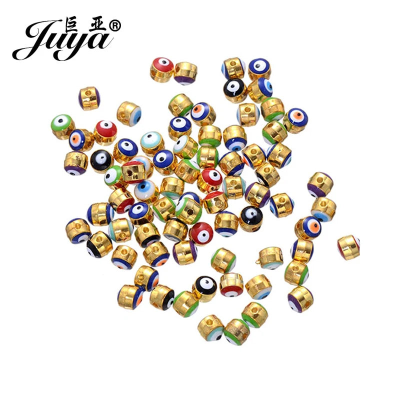 50pcs Round 5mm Evil Eye Spacers Beads for Jewelry Making