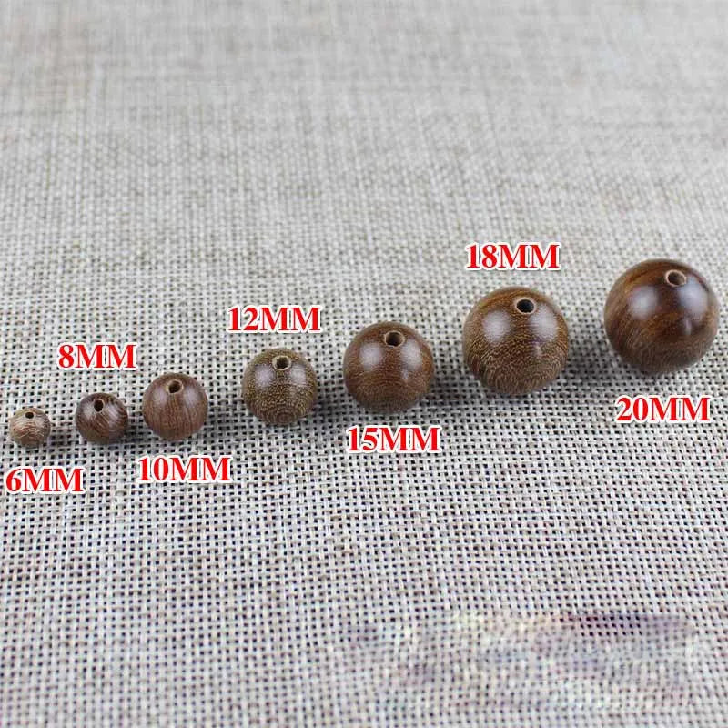 50pcs/lot Sandalwood Loose Beads 6-20mm Buddhism Jewelry Findings Wood Beads