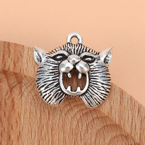 50pcs Silver Wolf Head Charms Pendants for Jewelry Making