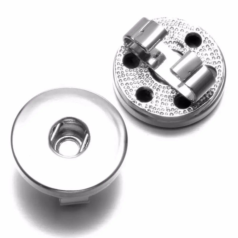 50pcs Silver Plated Buckle Charms 18mm Snap Button Base DIY Snap Bracelet