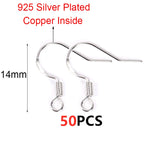50pcs Silver Plated Earring Hooks Allergy-Free Wire Clasps DIY Jewelry Making