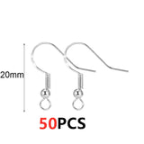 50pcs Silver Plated Earring Hooks Allergy-Free Wire Clasps DIY Jewelry Making