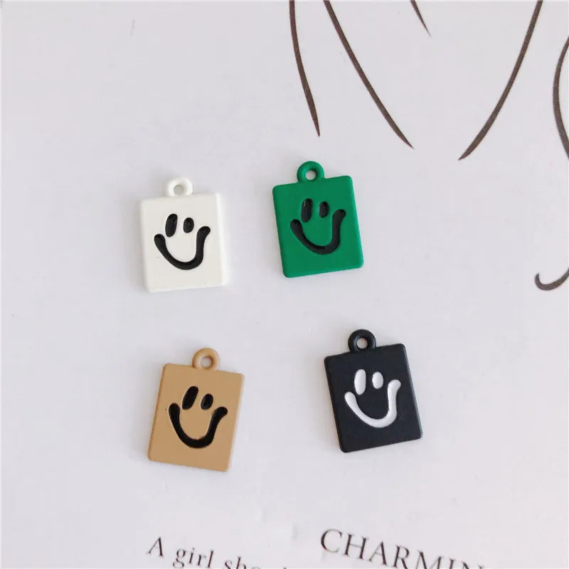 50pcs Smile Face Alloy Floating Locket Charms DIY Jewelry Accessory