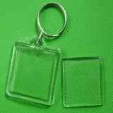 50pcs Acrylic Insert Picture Frame Keyring DIY Split Ring Key Chain