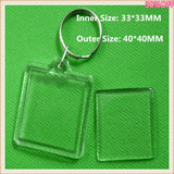 50pcs Acrylic Insert Picture Frame Keyring DIY Split Ring Key Chain