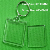 50pcs Acrylic Insert Picture Frame Keyring DIY Split Ring Key Chain