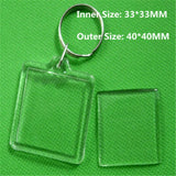 50pcs Acrylic Insert Picture Frame Keyring DIY Split Ring Key Chain