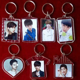 50pcs Acrylic Insert Picture Frame Keyring DIY Split Ring Key Chain