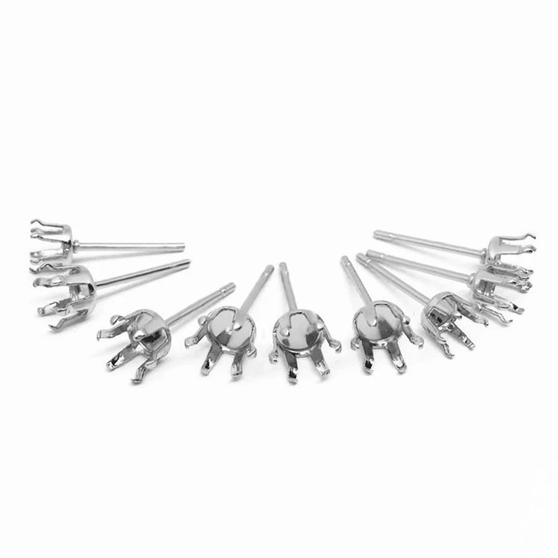 50pcs Stainless Steel 3-8mm Stud Earring Claw Pins