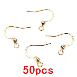 Stainless Steel Earring Hooks Hypoallergenic Clasp Wire 50pcs