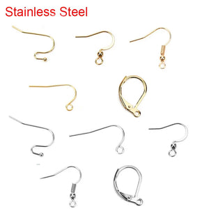 Stainless Steel Earring Hooks Hypoallergenic Clasp Wire 50pcs