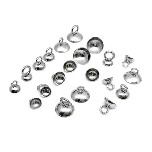 50pcs Stainless Steel Glue on Bail Bead Cap Charm for DIY Jewelry Making
