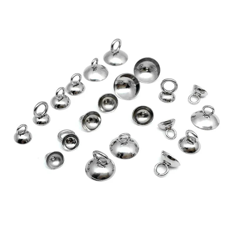 50pcs Stainless Steel Glue on Bail Bead Cap Charm for DIY Jewelry Making