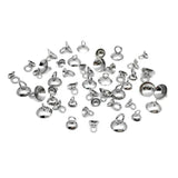 50pcs Stainless Steel Glue on Bail Bead Cap Charm for DIY Jewelry Making
