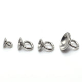 50pcs Stainless Steel Hypoallergenic 3-10mm Glue on Bail Bead Caps Charm