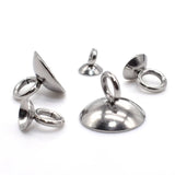 50pcs Stainless Steel Hypoallergenic 3-10mm Glue on Bail Bead Caps Charm