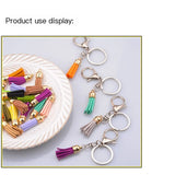 50pcs Suede Faux Leather Keychain 3.5cm Tassel Pendant Diy Jewelry Making