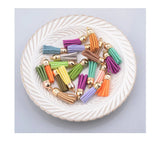 50pcs Suede Faux Leather Keychain 3.5cm Tassel Pendant Diy Jewelry Making