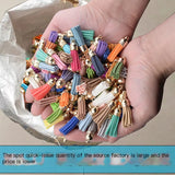 50pcs Suede Faux Leather Keychain 3.5cm Tassel Pendant Diy Jewelry Making