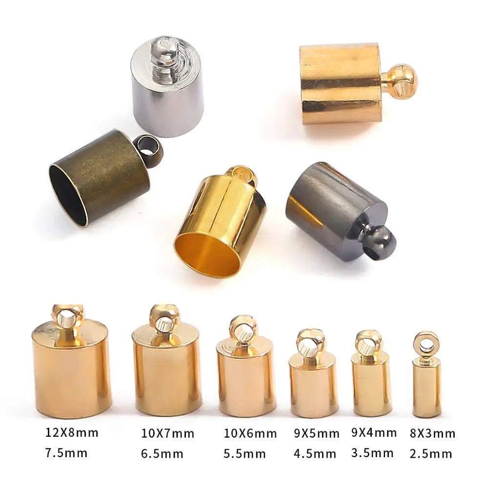 50pcs Tassel Leather Cord End Crimp Cap Beads Caps Connectors DIY Jewelry Making