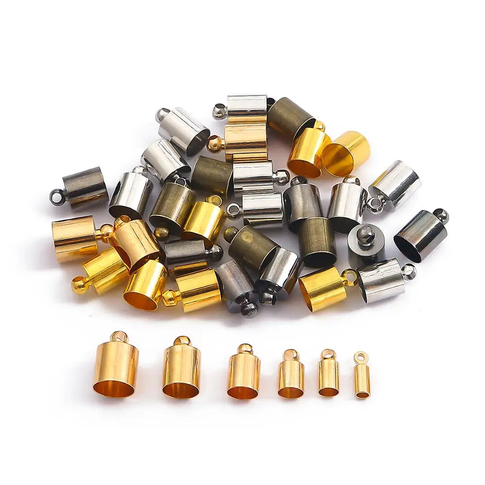 50pcs Tassel Leather Cord End Crimp Cap Beads Caps Connectors DIY Jewelry Making