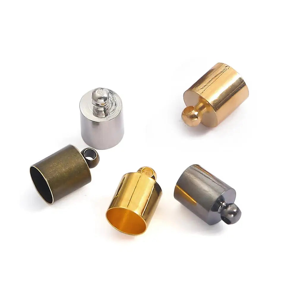 50pcs Tassel Leather Cord End Crimp Cap Beads Caps Connectors DIY Jewelry Making