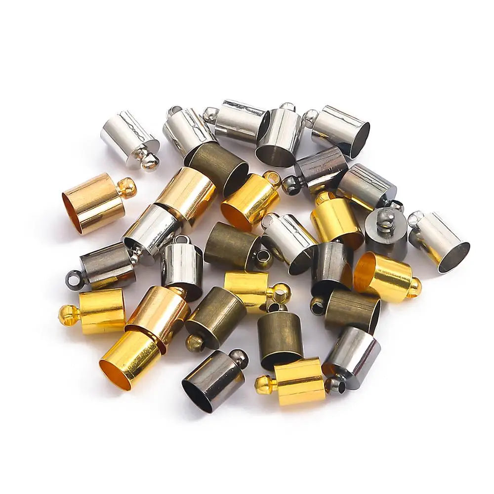 50pcs Tassel Leather Cord End Crimp Cap Beads Caps Connectors DIY Jewelry Making