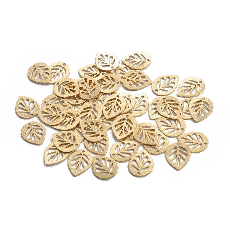 50pcs Brass Charms Mini Leaf Charms For DIY Earrings