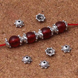 50pcs Tibetan Silver Flower Bead Caps 6mm Spacer DIY Jewelry Making Accessories