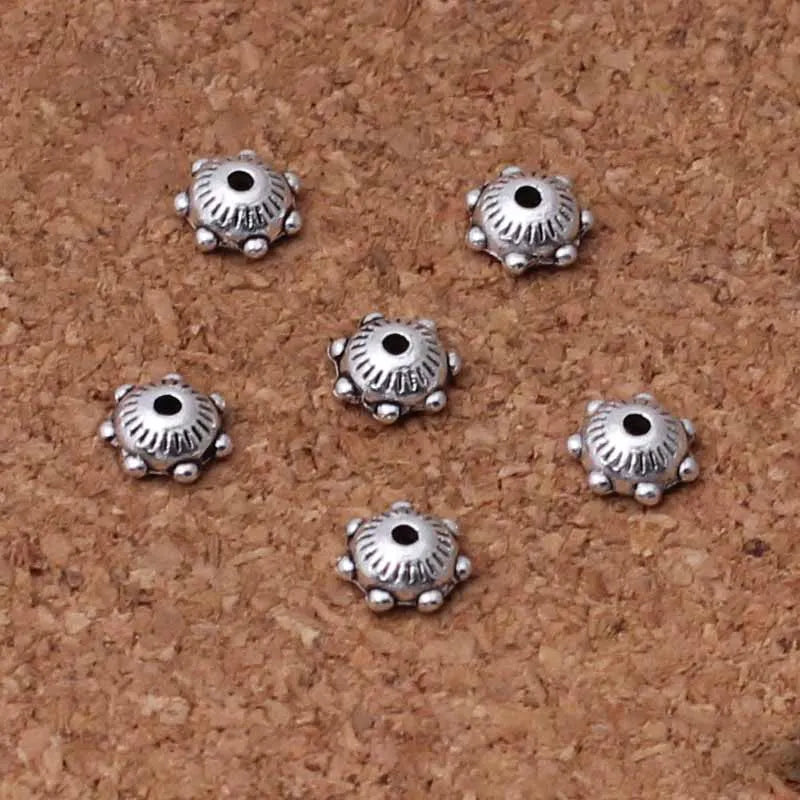 50pcs Tibetan Silver Flower Bead Caps 6mm Spacer DIY Jewelry Making Accessories
