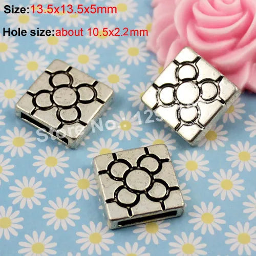 50pcs Tibetan Silver Slider Beads for Bracelet Necklace Watch Chain