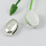 50pcs Tibetan Silver Slider Flat Oval Beads for Bracelet Necklace DIY