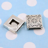 50pcs Tibetan Silver Slider Beads DIY Accessories 18x18mm Hole:13.5x2mm