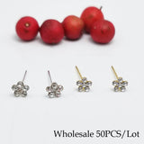 50pcs Flower Nose Stud 925 Silver Body Piercing Jewelry Piercing Nose