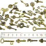 50pcs Vintage Brass Crown Key Charms Jewelry Keys