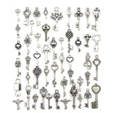 50pcs Vintage Brass Crown Key Charms Jewelry Keys