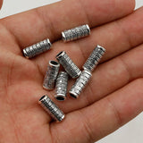 50pcs Vintage Twill Cylinder Beads Antique Silver Loose Metal DIY Jewelry