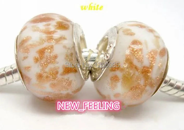 50 Foil Lampwork Glass Beads Silver Plated for Bracelet Necklace LGB30