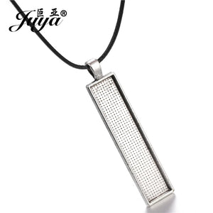 50pcs/lot 10x50mm Pendant Base Tray With Leather Rope Chains